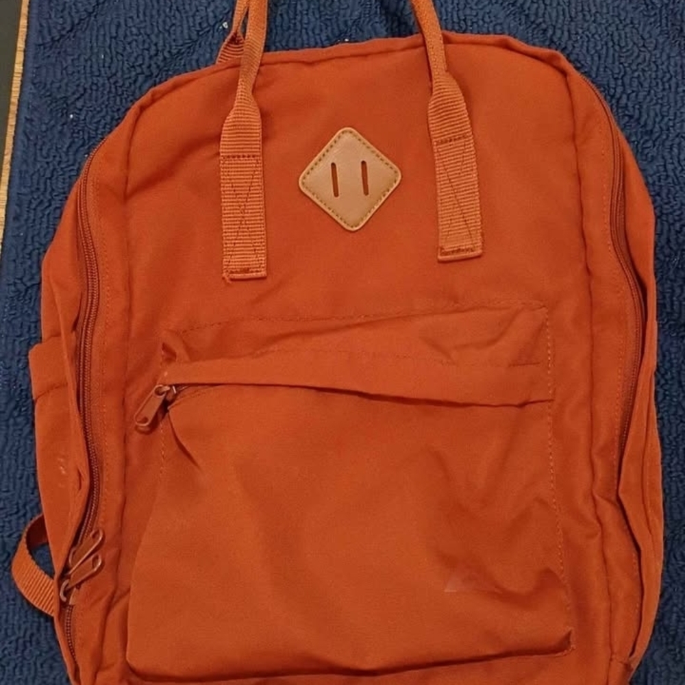Men's Orange Canvas Backpack - Casual Daypack